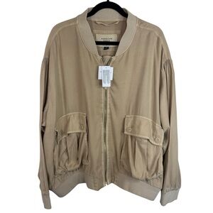 American Eagle AE Bomber Jacket Women's XXL Khaki Classic Linen Blend